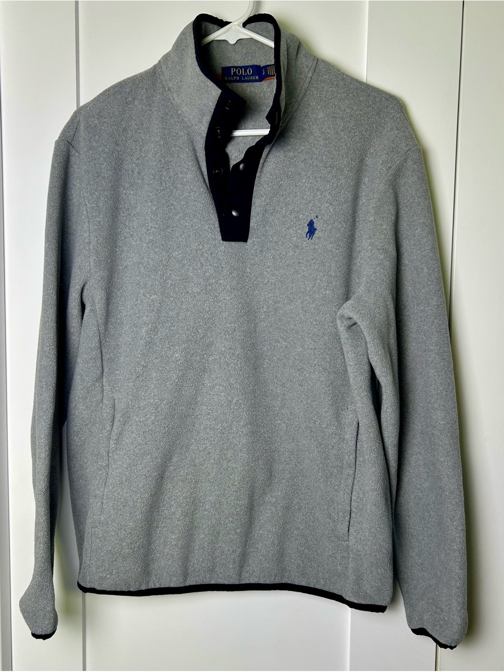 Polo Ralph Lauren Gray Fleece Pullover Snap Mock Neck Sweatshirt Size S